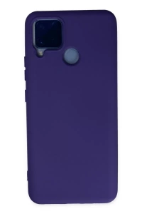 Realme C15 Kılıf Nano içi Kadife Silikon - Mor