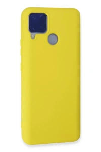 Realme C15 Kılıf Nano içi Kadife Silikon - Sarı