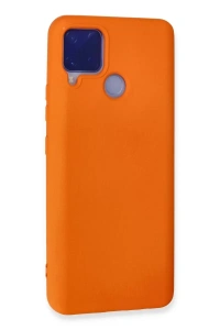 Realme C15 Kılıf Nano içi Kadife Silikon - Turuncu
