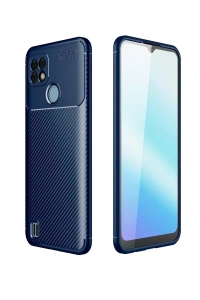 Realme C21 Kılıf Auto Focus Karbon Kapak - Lacivert