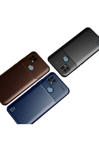 Realme C21 Kılıf Auto Focus Karbon Kapak - Siyah