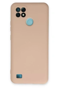 Realme C21 Kılıf Nano içi Kadife Silikon - Pudra