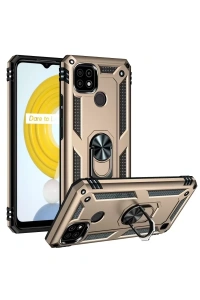 Realme C21 Kılıf Sofya Yüzüklü Silikon Kapak - Gold