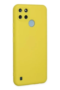 Realme C25Y Kılıf Nano içi Kadife Silikon - Sarı