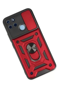 Realme C25Y Kılıf Pars Lens Yüzüklü Silikon - Kırmızı