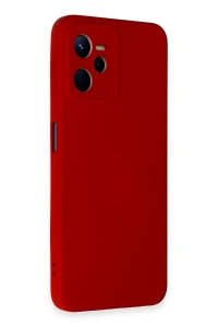 Realme C35 Kılıf Nano içi Kadife Silikon - Kırmızı