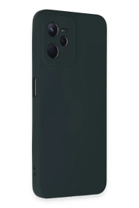 Realme C35 Kılıf Nano içi Kadife Silikon - Koyu Yeşil