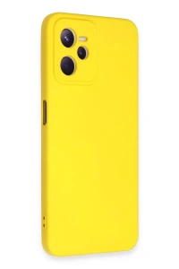 Realme C35 Kılıf Nano içi Kadife Silikon - Sarı