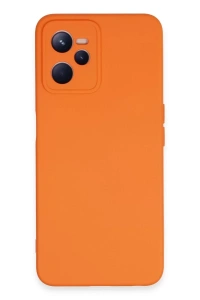 Realme C35 Kılıf Nano içi Kadife Silikon - Turuncu