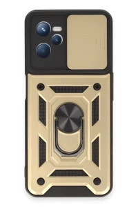 Realme C35 Kılıf Pars Lens Yüzüklü Silikon - Gold
