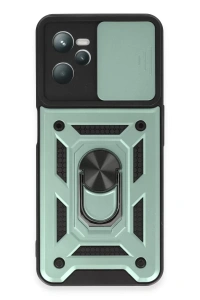 Realme C35 Kılıf Pars Lens Yüzüklü Silikon - Yeşil