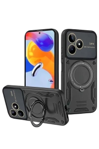 Realme C53 Kılıf Joy Lens Standlı Kapak - Siyah