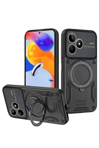 Realme C53 Kılıf Joy Lens Standlı Kapak - Siyah