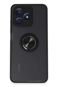 Realme C53 Kılıf Montreal Yüzüklü Silikon Kapak - Siyah