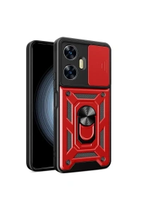 Realme C55 Kılıf Pars Lens Yüzüklü Silikon - Kırmızı