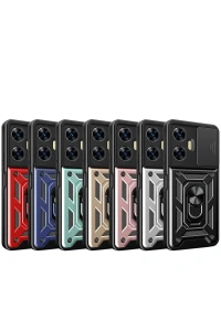 Realme C55 Kılıf Pars Lens Yüzüklü Silikon - Kırmızı