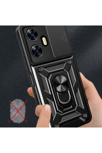 Realme C55 Kılıf Pars Lens Yüzüklü Silikon - Kırmızı