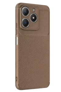 Realme C61 Kılıf Auto Focus Karbon Kapak - Kahverengi