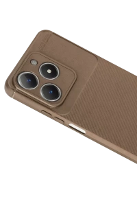 Realme C61 Kılıf Auto Focus Karbon Kapak - Kahverengi