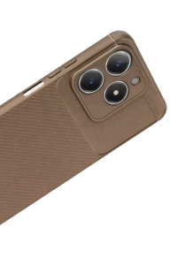 Realme C61 Kılıf Auto Focus Karbon Kapak - Kahverengi