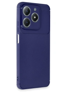 Realme C61 Kılıf Auto Focus Karbon Kapak - Lacivert