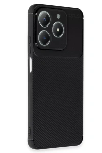 Realme C61 Kılıf Auto Focus Karbon Kapak - Siyah