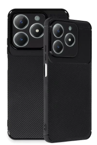 Realme C61 Kılıf Auto Focus Karbon Kapak - Siyah