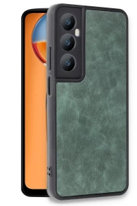 Realme C65 Kılıf Aras Deri Kapak - Koyu Yeşil