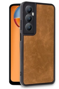 Realme C65 Kılıf Aras Deri Kapak - Taba