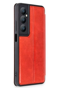 Realme C65 Kılıf Flip Cover - Kırmızı