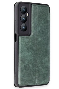Realme C65 Kılıf Flip Cover - Koyu Yeşil
