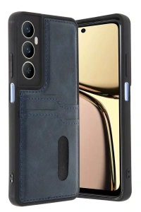 Realme C65 Sara Kartvizitli Deri Kılıf - Lacivert