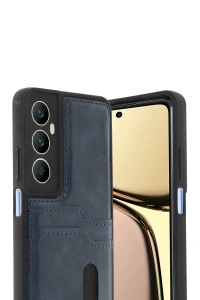 Realme C65 Sara Kartvizitli Deri Kılıf - Lacivert