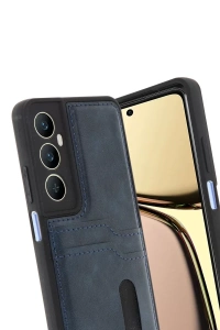 Realme C65 Sara Kartvizitli Deri Kılıf - Lacivert