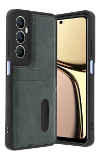 Realme C65 Sara Kartvizitli Deri Kılıf - Yeşil