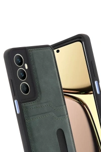 Realme C65 Sara Kartvizitli Deri Kılıf - Yeşil
