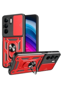 Realme C75 4G Kılıf Pars Lens Yüzüklü Silikon - Kırmızı