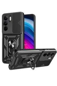 Realme C75 4G Kılıf Pars Lens Yüzüklü Silikon - Siyah