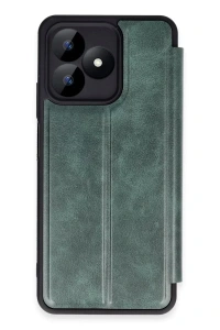 Realme Note 50 4G Kılıf Flip Cover - Koyu Yeşil