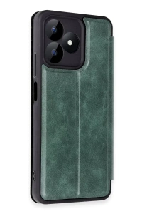 Realme Note 50 4G Kılıf Flip Cover - Koyu Yeşil