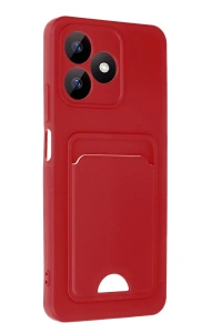 Realme Note 50 4G Kılıf Kelvin Kartvizitli Silikon - Kırmızı