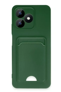 Realme Note 50 4G Kılıf Kelvin Kartvizitli Silikon - Koyu Yeşil