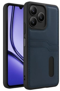 Realme Note 50 4G Kılıf Sara Kartvizitli Deri Kılıf - Lacivert