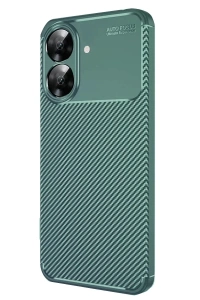 Realme Note 60 Kılıf Auto Focus Karbon Kapak - Koyu Yeşil