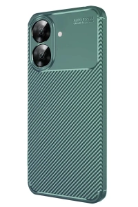 Realme Note 60 Kılıf Auto Focus Karbon Kapak - Koyu Yeşil