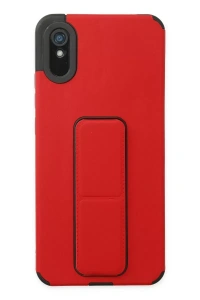 Redmi 9A Kılıf Mega Standlı Silikon - Kırmızı
