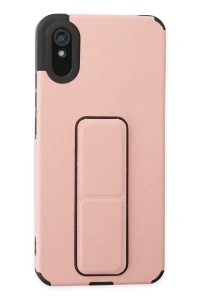 Redmi 9A Kılıf Mega Standlı Silikon - Pudra