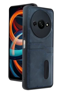 Redmi A3 4G Kılıf Sara Kartvizitli Deri Kılıf - Lacivert