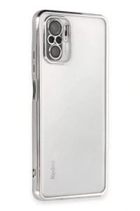 Redmi Note 10 Kılıf Lensli Silikon - Gümüş