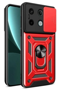 Redmi Note 13 Pro 4G Pars Lens Yüzüklü Silikon - Kırmızı